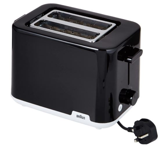 Braun HT600 220 Volt 2-Slice Toaster with Bun Warming Rack